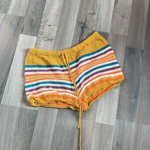 Colorful Striped Knit Women's Shorts